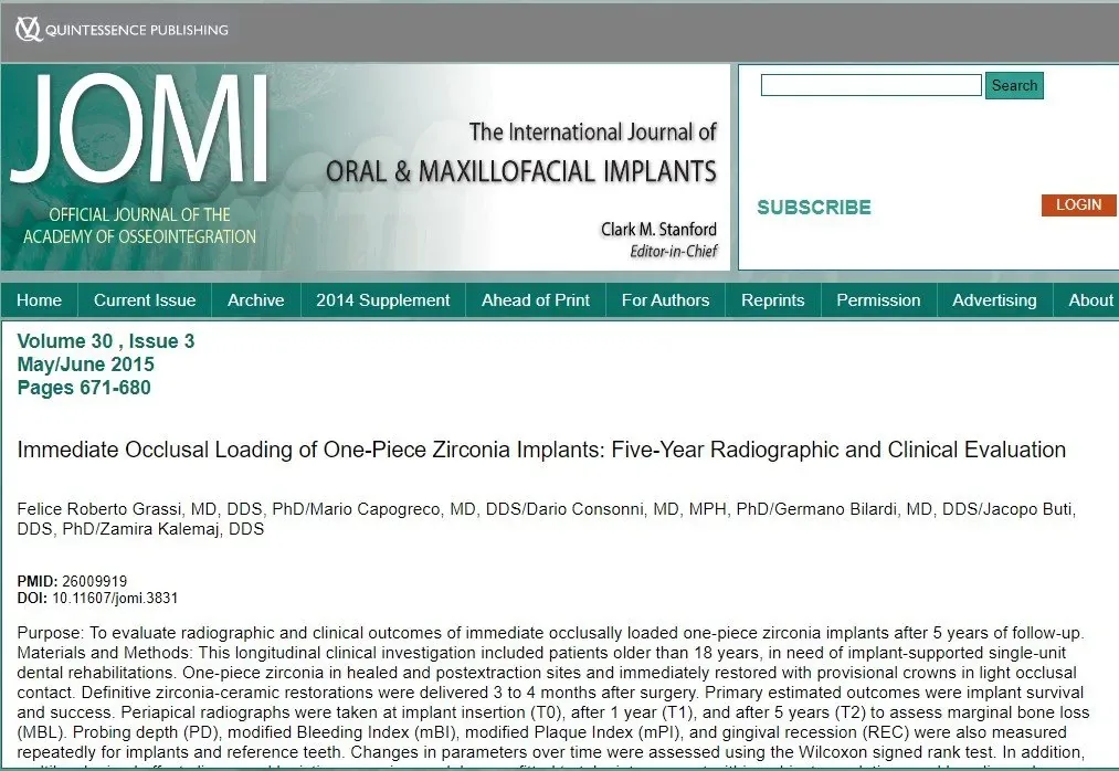 zirconia implants success rate: im5